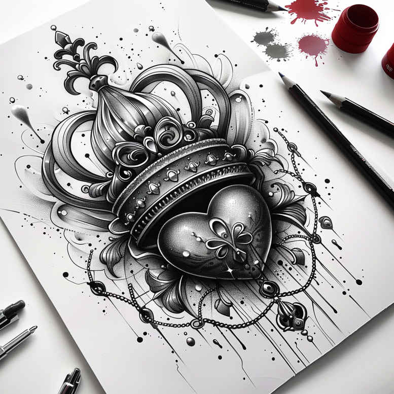 Korony i diamenty - Free tattoo design ideas ai genereted - inkby.ai