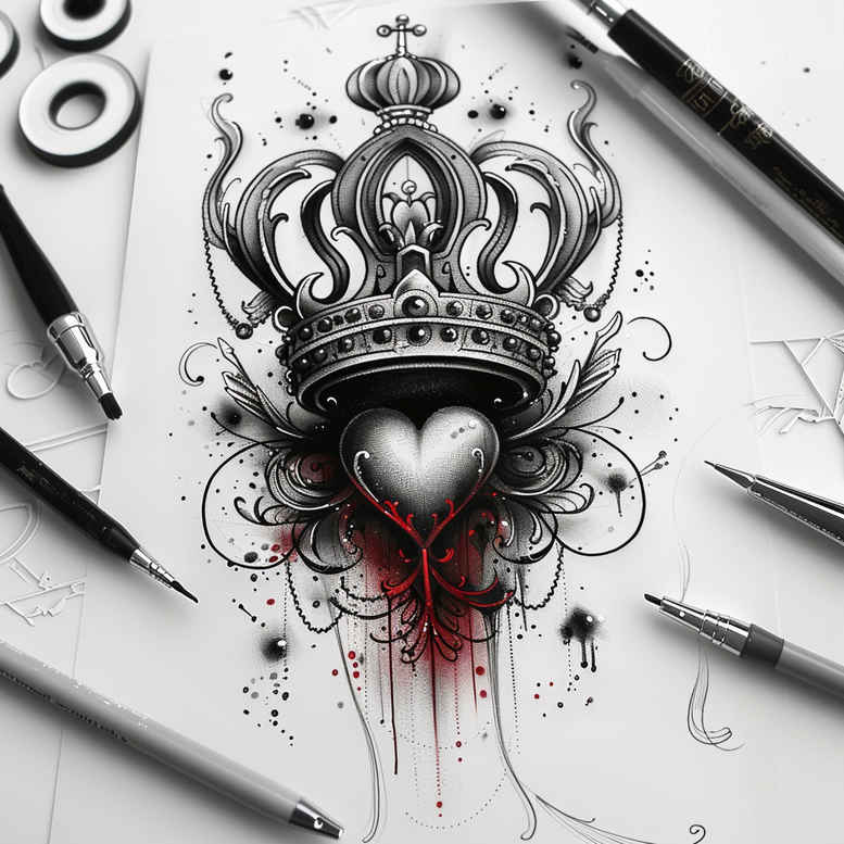 Korony i diamenty - Free tattoo design ideas ai genereted - inkby.ai