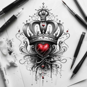 Korony i diamenty - Free tattoo design ideas ai genereted - inkby.ai
