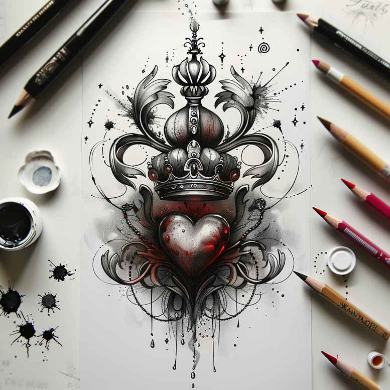 Korony i diamenty - Free tattoo design ideas ai genereted - inkby.ai
