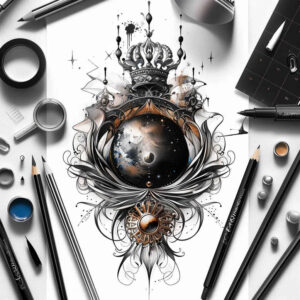 Korony i diamenty - Free tattoo design ideas ai genereted - inkby.ai