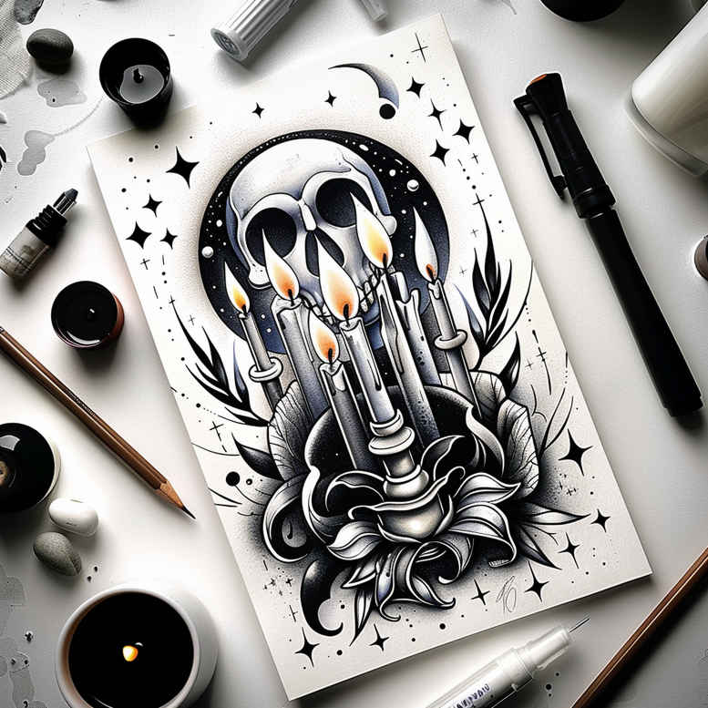 Świece - Free tattoo design ideas ai genereted - inkby.ai