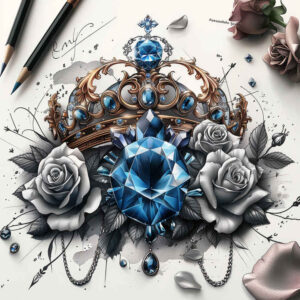 Korony i diamenty - Free tattoo design ideas ai genereted - inkby.ai