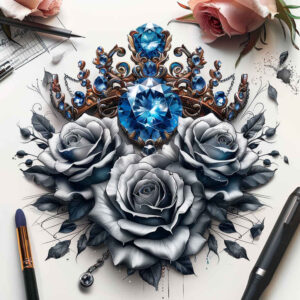 Korony i diamenty - Free tattoo design ideas ai genereted - inkby.ai