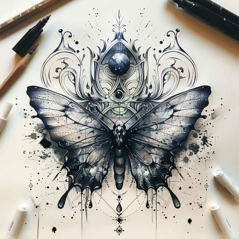 Motyle ćmy ważki - Free tattoo design ideas ai genereted - inkby.ai