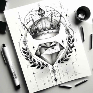 Korony i diamenty - Free tattoo design ideas ai genereted - inkby.ai