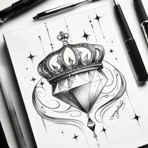 Korony i diamenty - Free tattoo design ideas ai genereted - inkby.ai