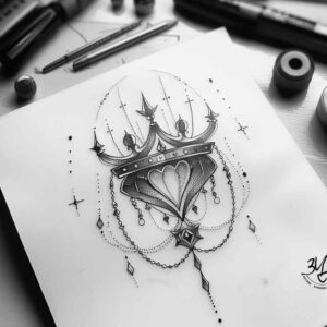 Korony i diamenty - Free tattoo design ideas ai genereted - inkby.ai