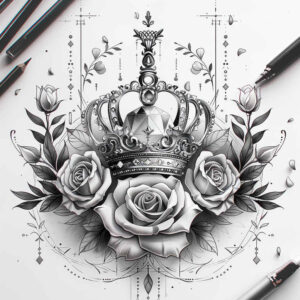 Korony i diamenty - Free tattoo design ideas ai genereted - inkby.ai