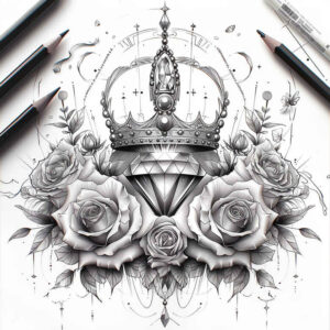 Korony i diamenty - Free tattoo design ideas ai genereted - inkby.ai