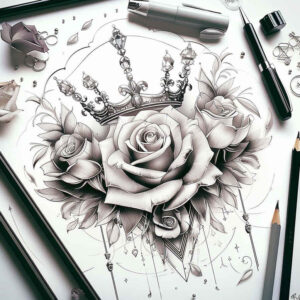 Korony i diamenty - Free tattoo design ideas ai genereted - inkby.ai