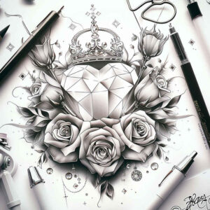 Korony i diamenty - Free tattoo design ideas ai genereted - inkby.ai