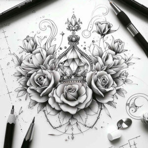 Korony i diamenty - Free tattoo design ideas ai genereted - inkby.ai