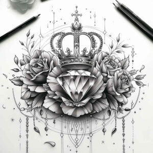 Korony i diamenty - Free tattoo design ideas ai genereted - inkby.ai