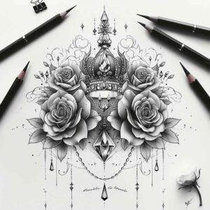 Korony i diamenty - Free tattoo design ideas ai genereted - inkby.ai