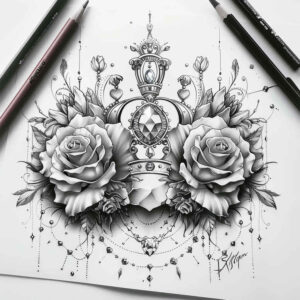Korony i diamenty - Free tattoo design ideas ai genereted - inkby.ai