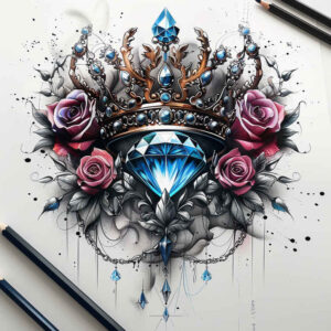 Korony i diamenty - Free tattoo design ideas ai genereted - inkby.ai
