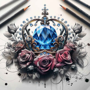Korony i diamenty - Free tattoo design ideas ai genereted - inkby.ai