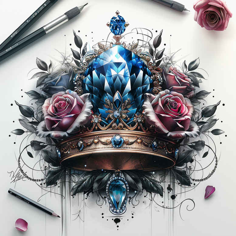 Korony i diamenty - Free tattoo design ideas ai genereted - inkby.ai
