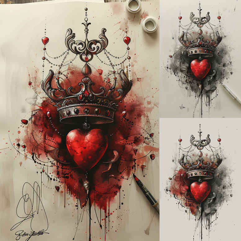 Korony i diamenty - Free tattoo design ideas ai genereted - inkby.ai