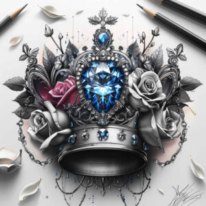 Korony i diamenty - Free tattoo design ideas ai genereted - inkby.ai