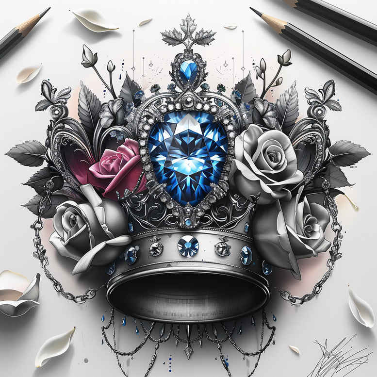 Korony i diamenty - Free tattoo design ideas ai genereted - inkby.ai