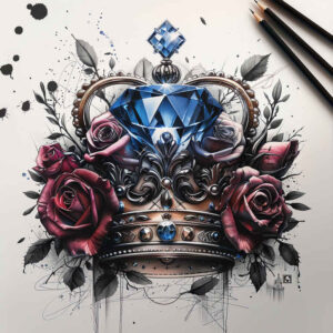 Korony i diamenty - Free tattoo design ideas ai genereted - inkby.ai