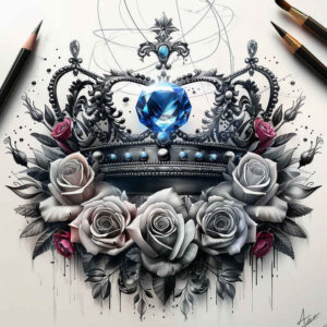 Korony i diamenty - Free tattoo design ideas ai genereted - inkby.ai