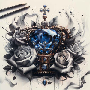 Korony i diamenty - Free tattoo design ideas ai genereted - inkby.ai