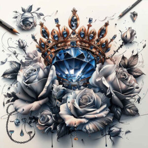 Korony i diamenty - Free tattoo design ideas ai genereted - inkby.ai