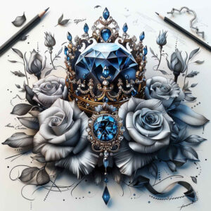 Korony i diamenty - Free tattoo design ideas ai genereted - inkby.ai