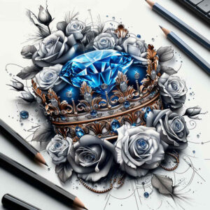 Korony i diamenty - Free tattoo design ideas ai genereted - inkby.ai