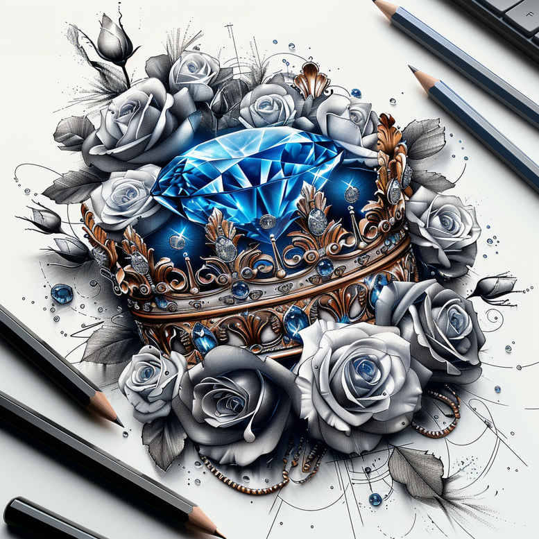 Korony i diamenty - Free tattoo design ideas ai genereted - inkby.ai