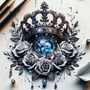 Korony i diamenty - Free tattoo design ideas ai genereted - inkby.ai