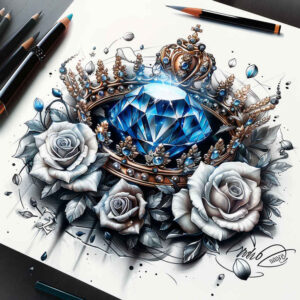Korony i diamenty - Free tattoo design ideas ai genereted - inkby.ai