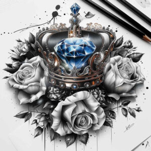 Korony i diamenty - Free tattoo design ideas ai genereted - inkby.ai