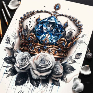 Korony i diamenty - Free tattoo design ideas ai genereted - inkby.ai