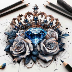 Korony i diamenty - Free tattoo design ideas ai genereted - inkby.ai