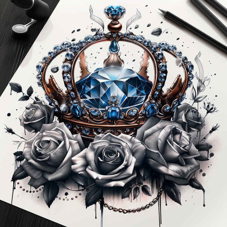 Korony i diamenty - Free tattoo design ideas ai genereted - inkby.ai