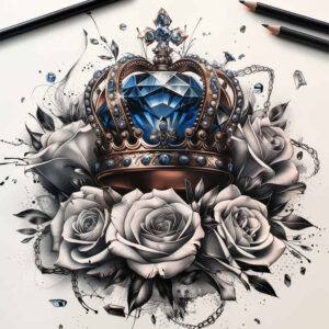 Korony i diamenty - Free tattoo design ideas ai genereted - inkby.ai