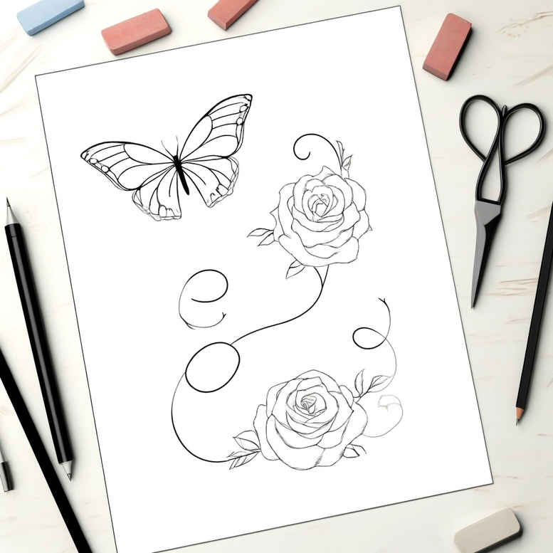 Motyle ćmy ważki - Free tattoo design ideas ai genereted - inkby.ai