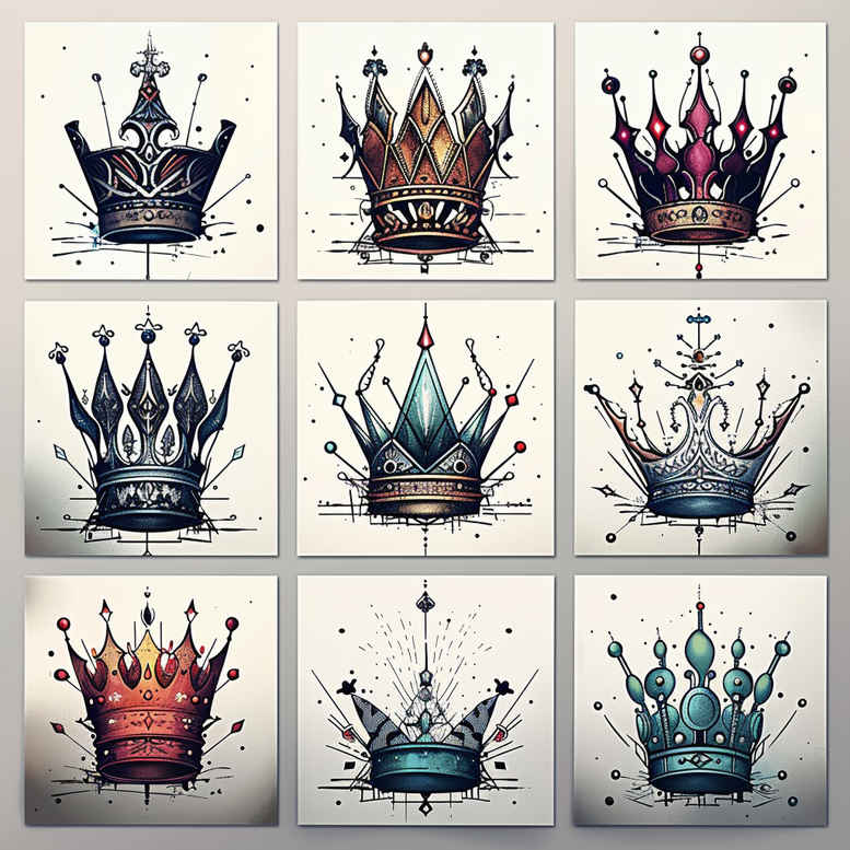Korony i diamenty - Free tattoo design ideas ai genereted - inkby.ai