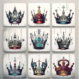 Korony i diamenty - Free tattoo design ideas ai genereted - inkby.ai