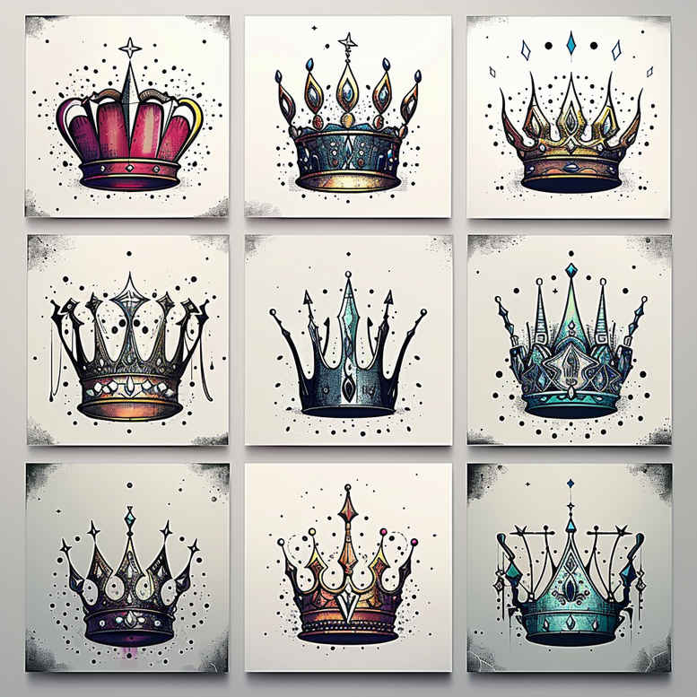 Korony i diamenty - Free tattoo design ideas ai genereted - inkby.ai