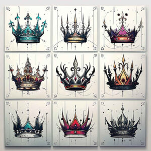 Korony i diamenty - Free tattoo design ideas ai genereted - inkby.ai