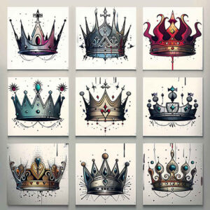 Korony i diamenty - Free tattoo design ideas ai genereted - inkby.ai