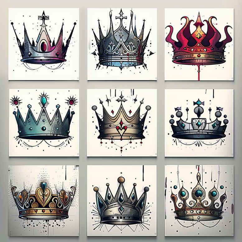 Korony i diamenty - Free tattoo design ideas ai genereted - inkby.ai