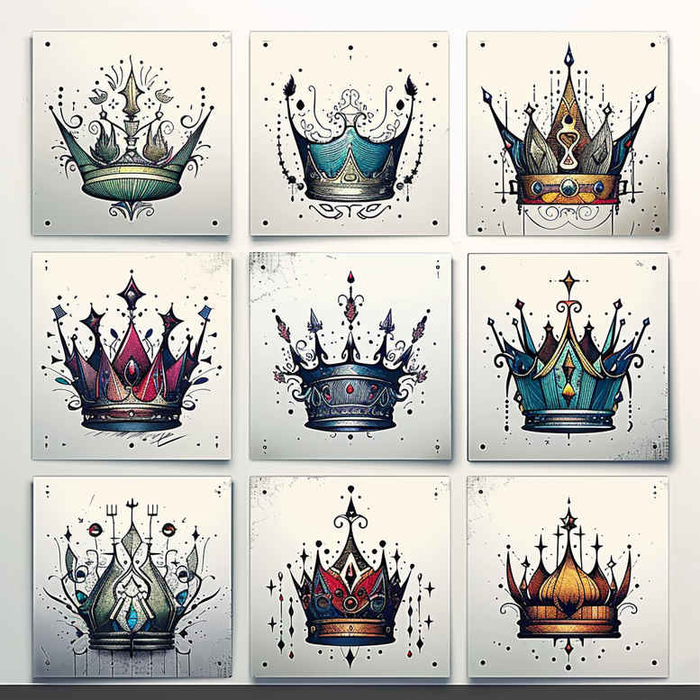 Korony i diamenty - Free tattoo design ideas ai genereted - inkby.ai