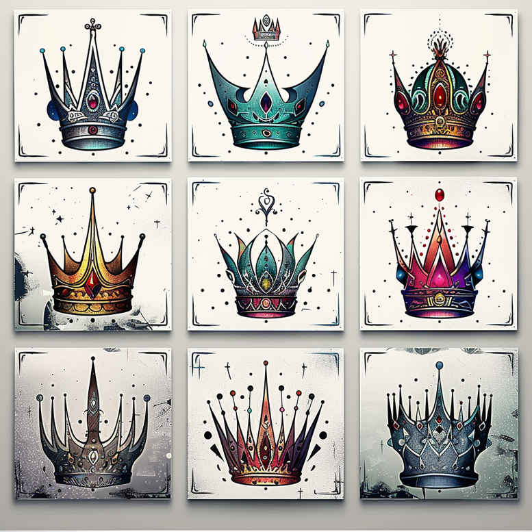 Korony i diamenty - Free tattoo design ideas ai genereted - inkby.ai