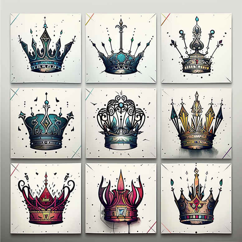 Korony i diamenty - Free tattoo design ideas ai genereted - inkby.ai